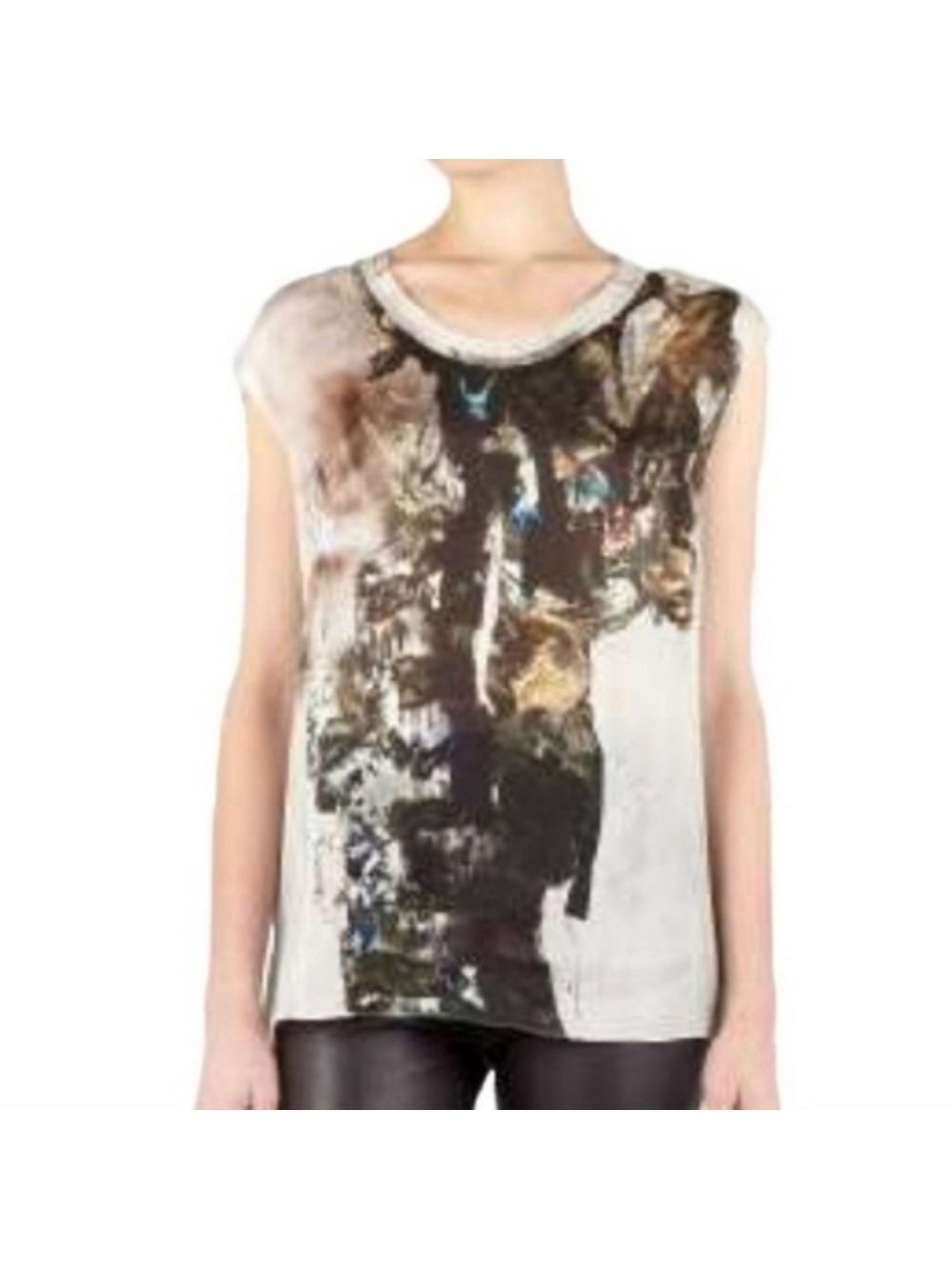 Helmut Lang Carrion Print Silk Top, Size P
